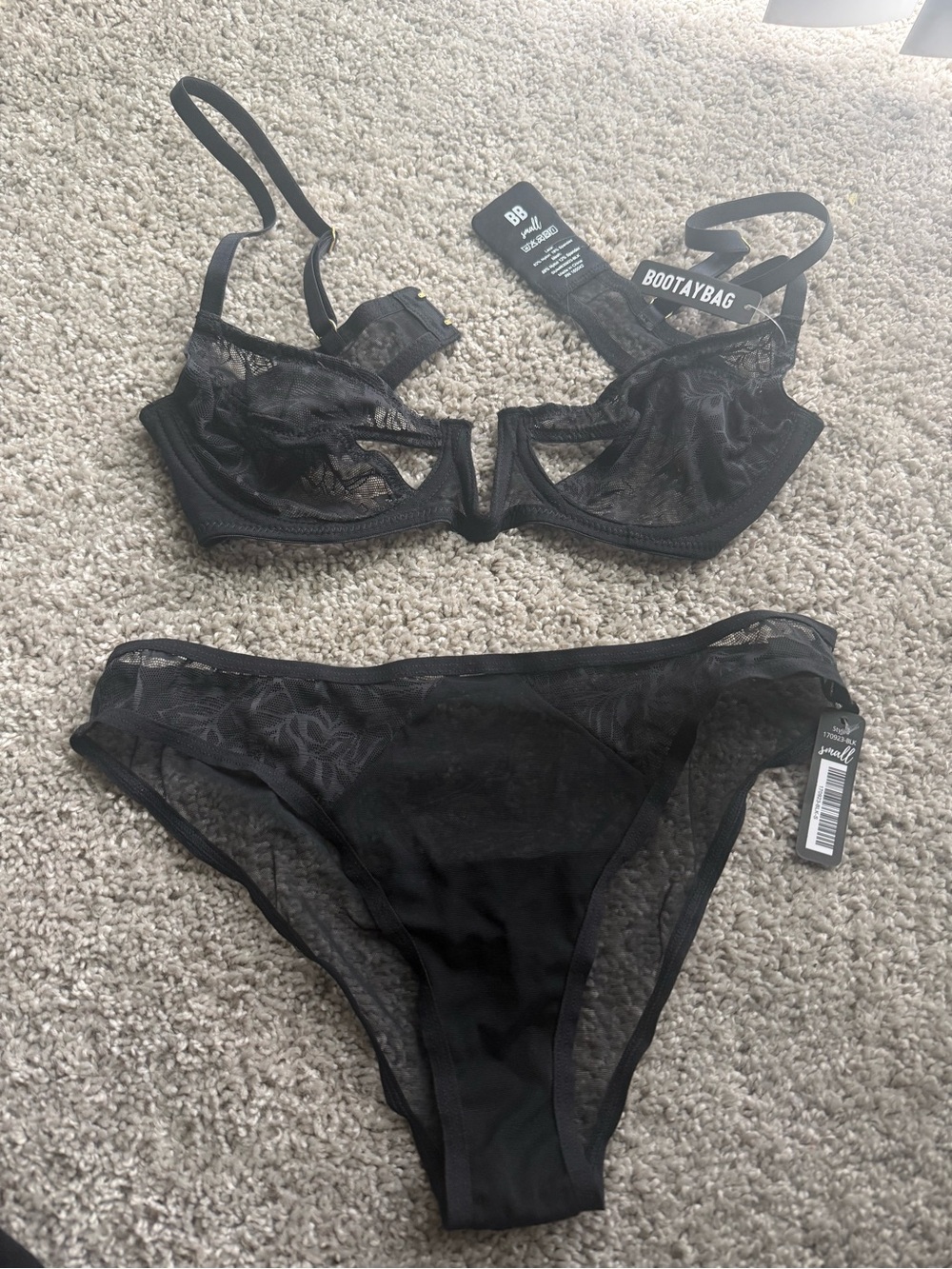 NWT Sheer Black Lingere Set